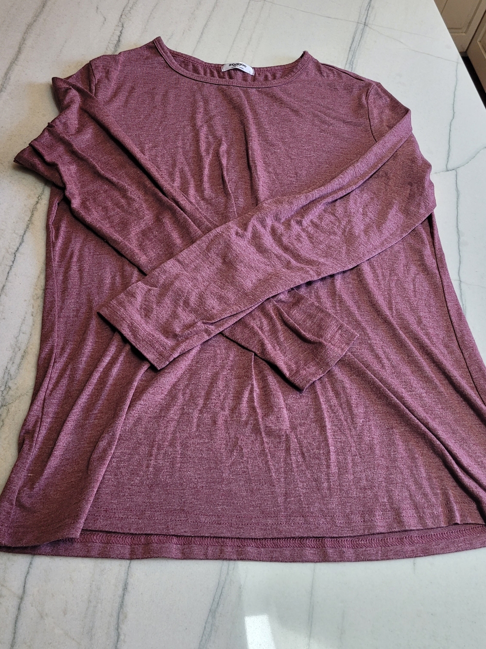 zeagoo Long-Sleeve Crewneck Top in Mauve Pink